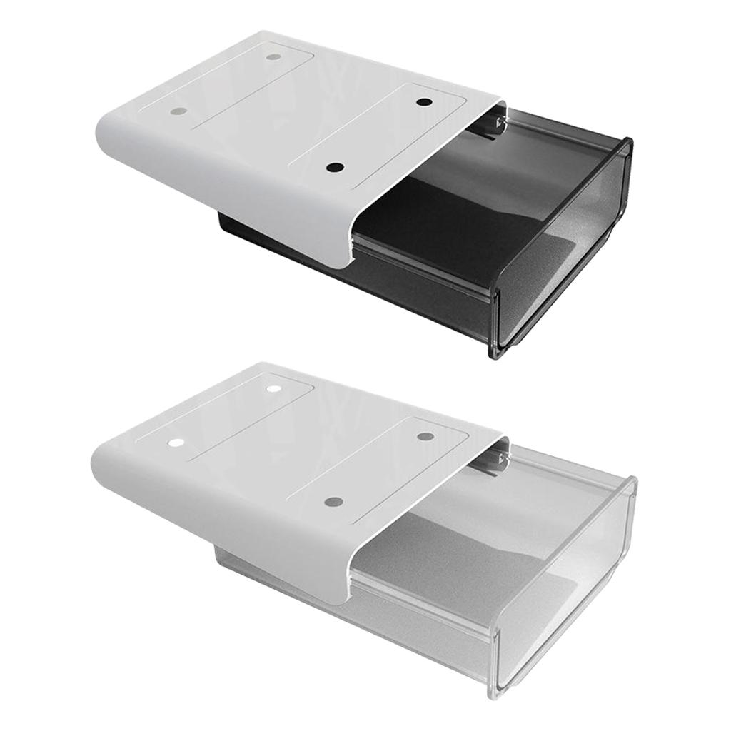 2xUnder Desk Drawer Hidden Storage Box Makeup Organizer Pen Holder Black
