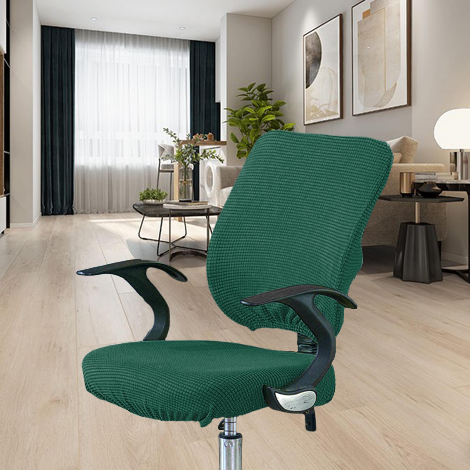 2xJacquard Office Chair Covers Computer Armchair Slipcover Green Set