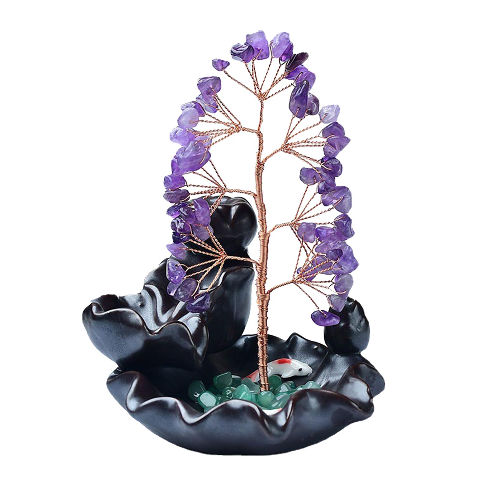 Waterfall Incense Burner Craft Censer for Table Centerpieces Kitchen Bedroom Purple