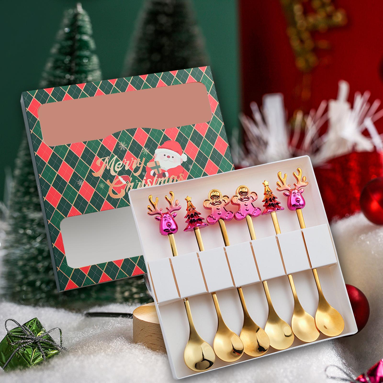 6x Christmas Characters Spoons Dessert Tableware for Party Wedding