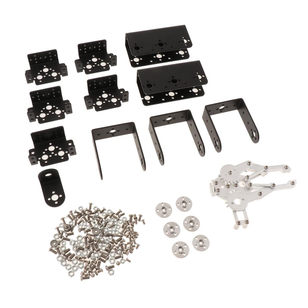 6DOF Assembly Mechanical Robot Arm DIY Kit Clamp Gripper Claw DIY Black