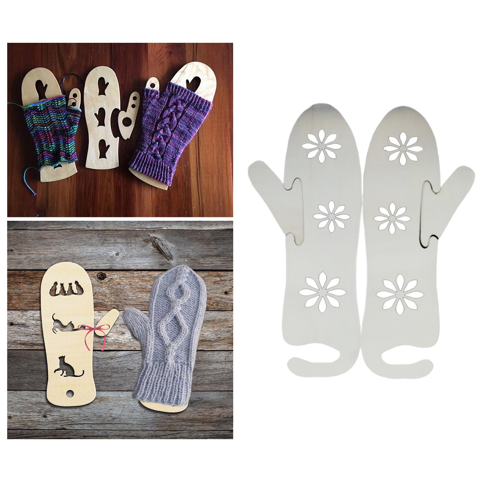 1 Pair Mitten Blockers Display Hand Knitting Gloves Molds Flower 32x8cm