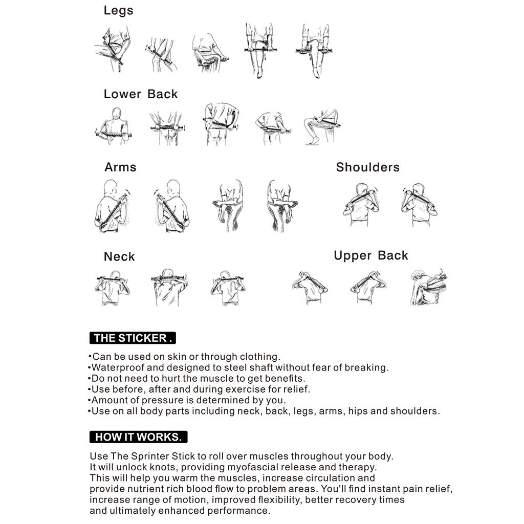 Handheld Massage Roller Stick Full Body Deep Tissue Massage Tool Orange