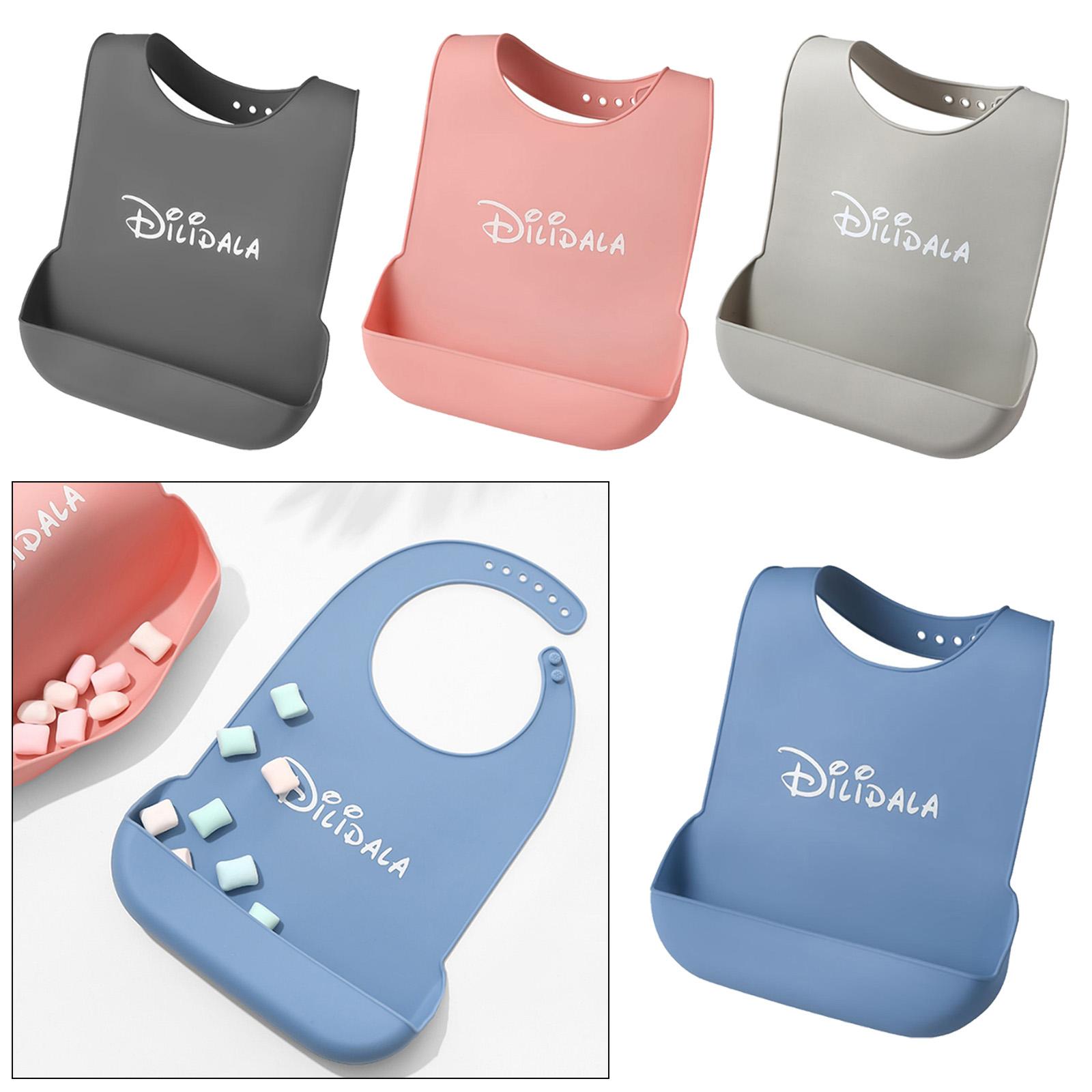 2xSilicone Adult Bib with Pocket Waterproof Mealtime Protector Blue