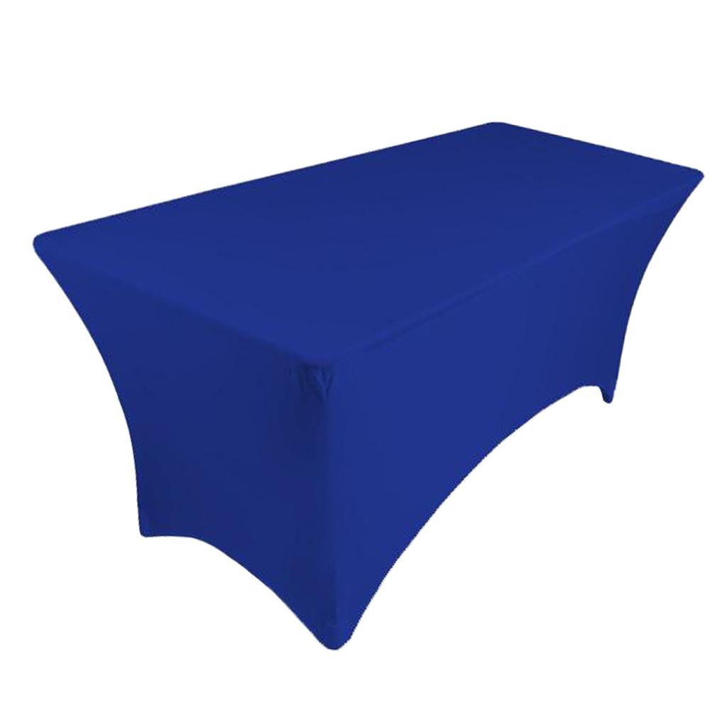 Fitted Polyester Tablecloth Rectangular Stretch Table Cover Blue