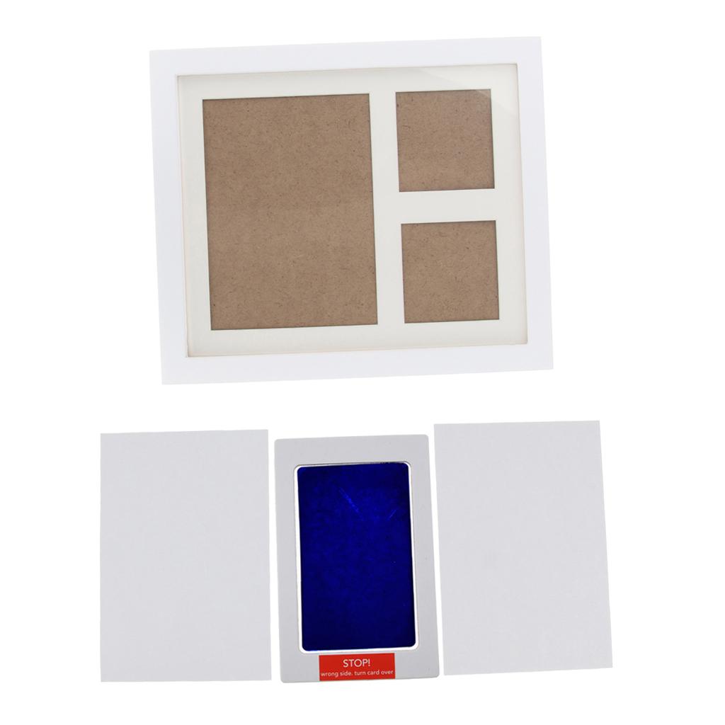 Baby Handprint Fingerprint Footprint Photo Picture Frame w/ Touch Ink Pad Blue