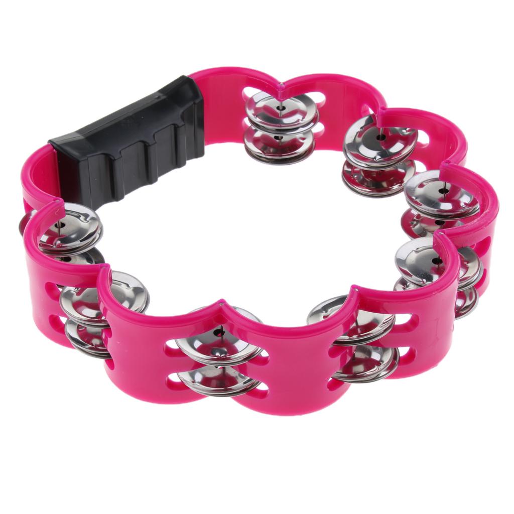 Musical Hand Held Tambourine Metal Jingle Bells Percussion Kids Toy Purple