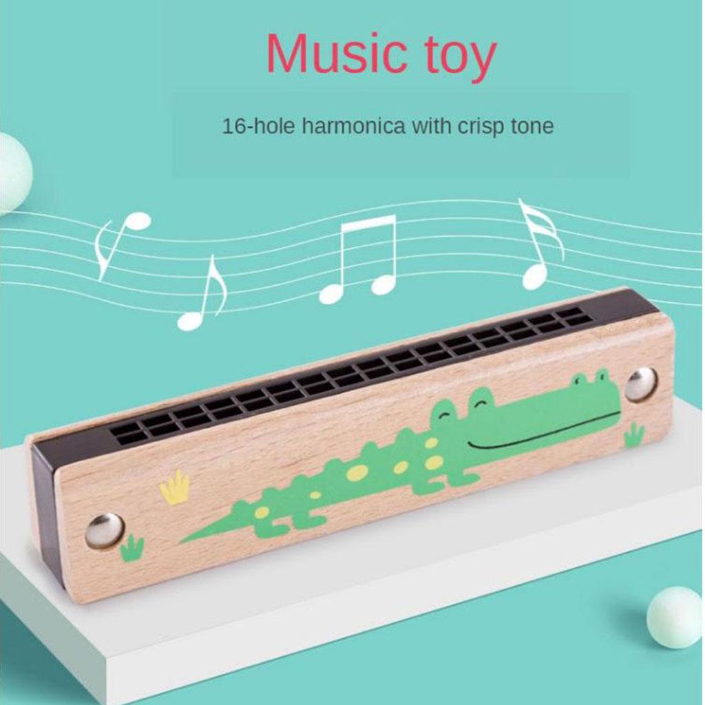 Cartoon Wooden Harmonica Musical Instrument Kids Children Educational Toy