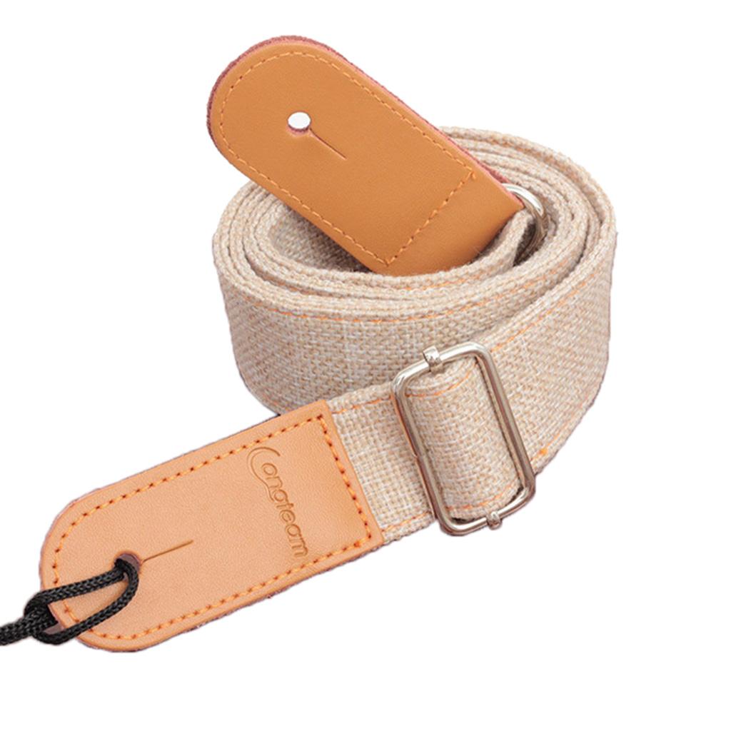 Adjustble Feature Cotton And Linen Diagonal Across Ukulele Straps Beige