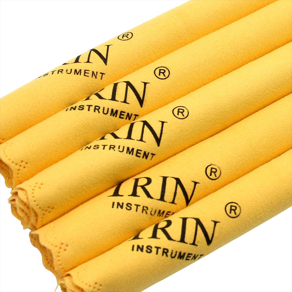 5Pcs Music Instrument Cleaning Cleaner Cloths Bass Sax Polishing Yellow