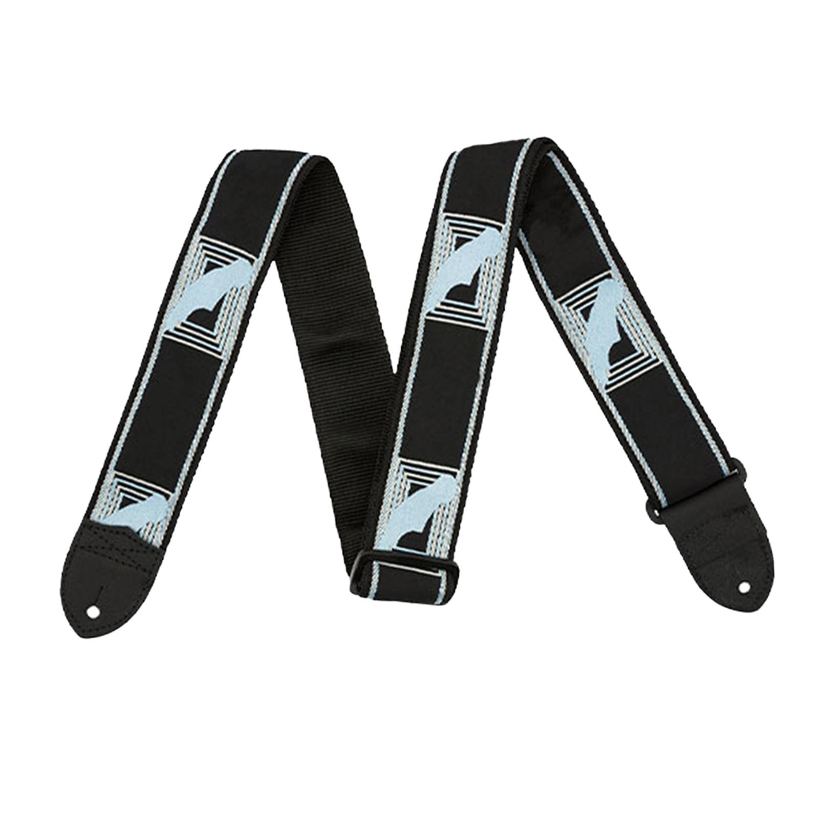 Guitar Strap Thickening Embroidered widening Polyester for Bass Acoustic blue black