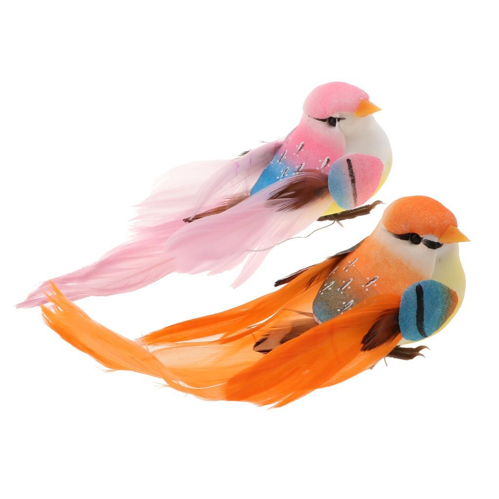 2pcs Artificiale Birds Feather  Simulation Garden Statues