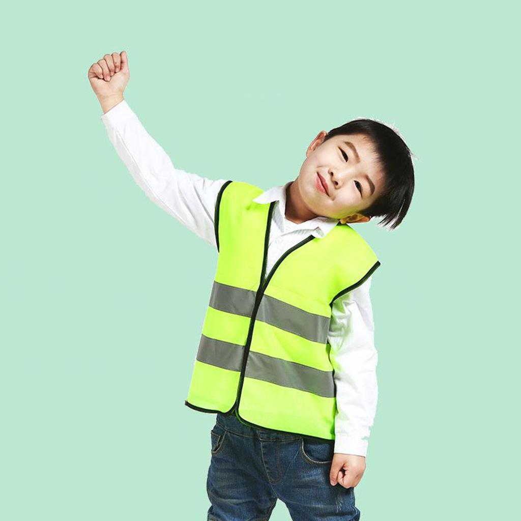 3xKIDS HIGH VISIBILITY HI VIZ VEST YELLOW GREEN REFLECTIVE SAFETY VEST