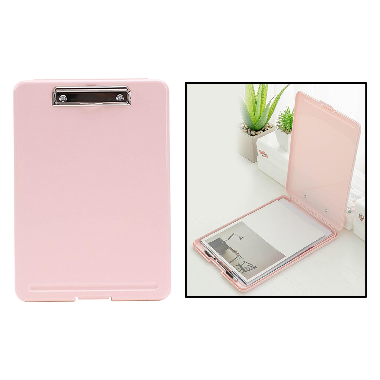 Plastic A4 File Box Document Folder Writing Pad Box Organizer Supply Pink