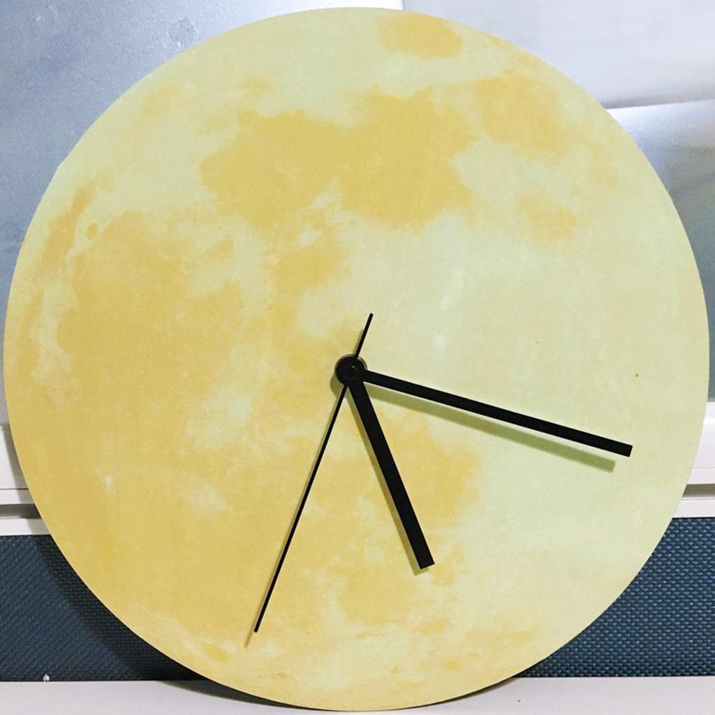 Moon Decorative Wall Clock Sticker 12H Display Luminous Glow in the Dark 