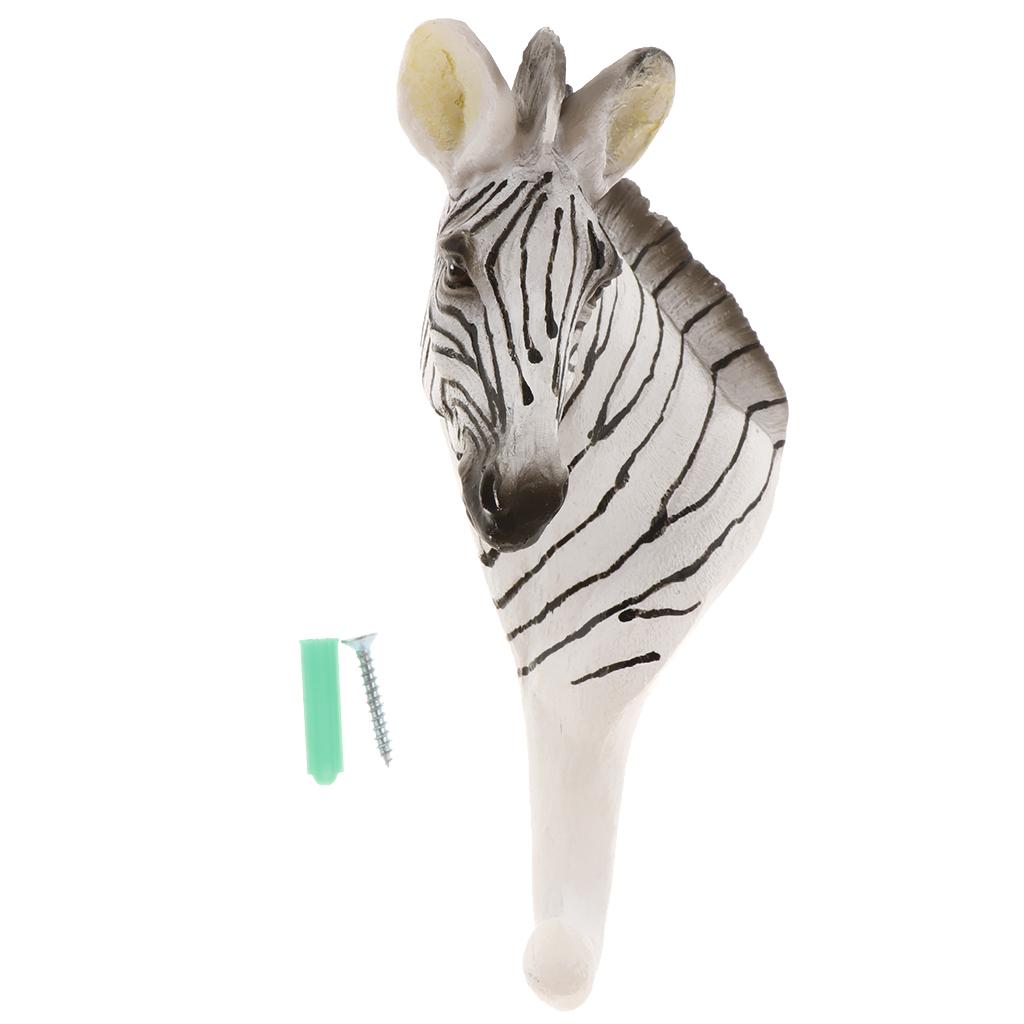  Resin Animal Wall Hanger Hook for Hanging Clothes, Goods, Decor Zebra