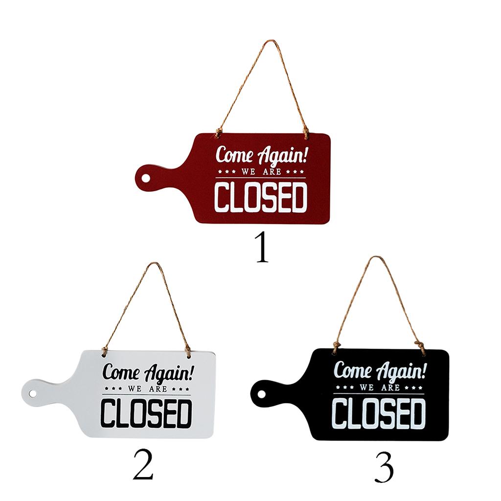 OPEN CLOSED Double Sided Wooden Plaque Sign Door Hanging Plaque Red