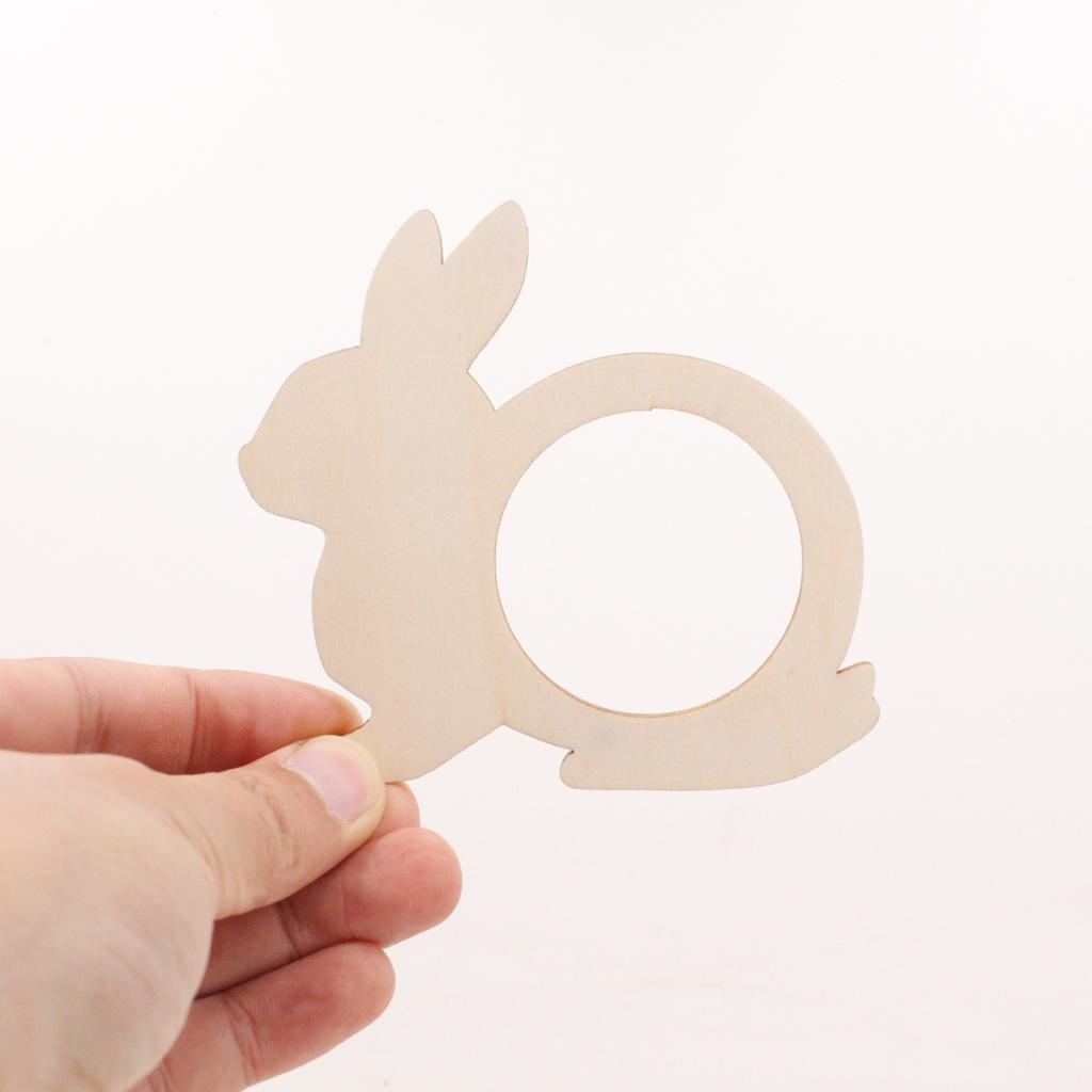 10pcs Wooden Napkin Rings Cartoon Animal Napkin Holder for Dinners Rabbit