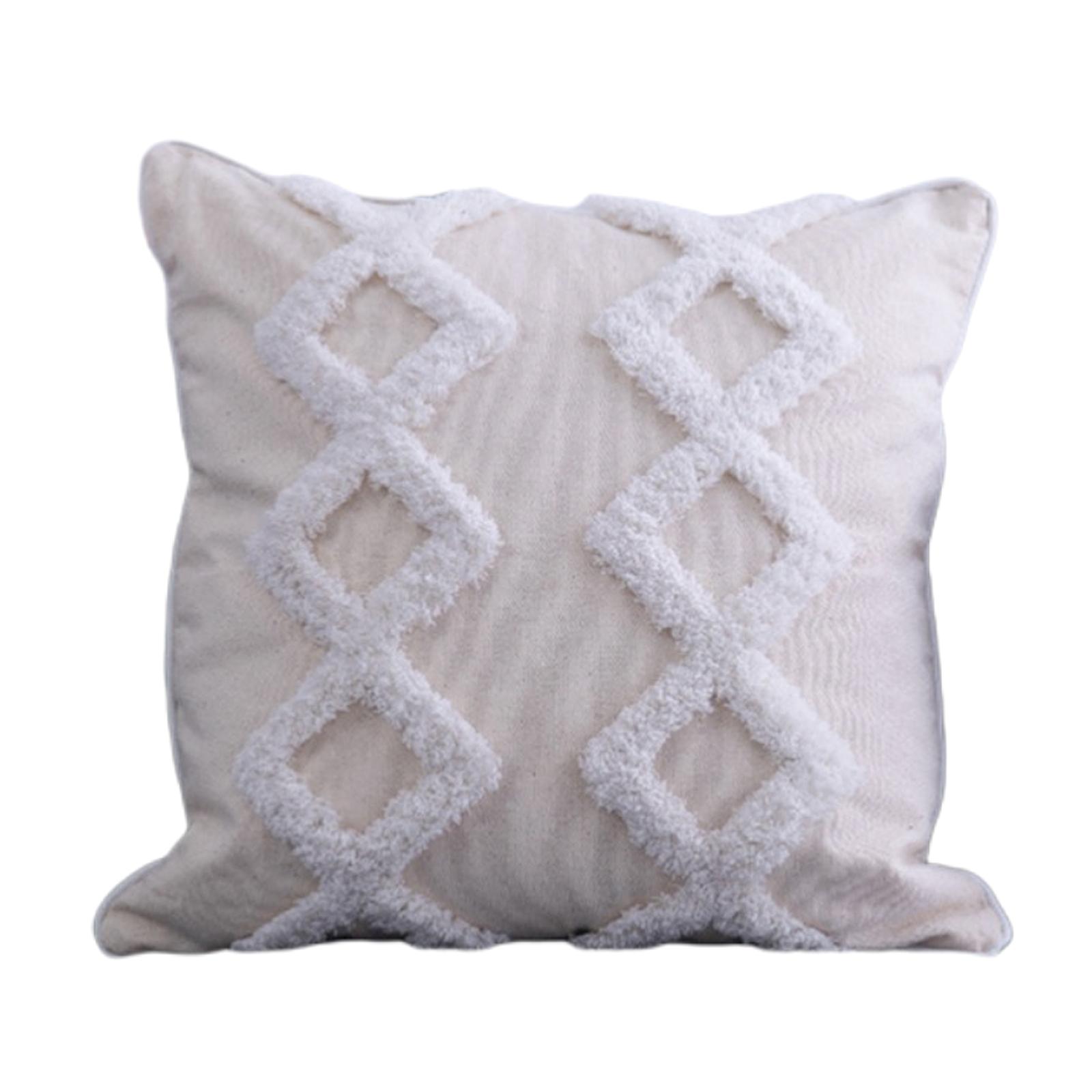 Throw Pillow Cover Tassels Woven Tufted Cushion Cover for Bed 45x45cm C