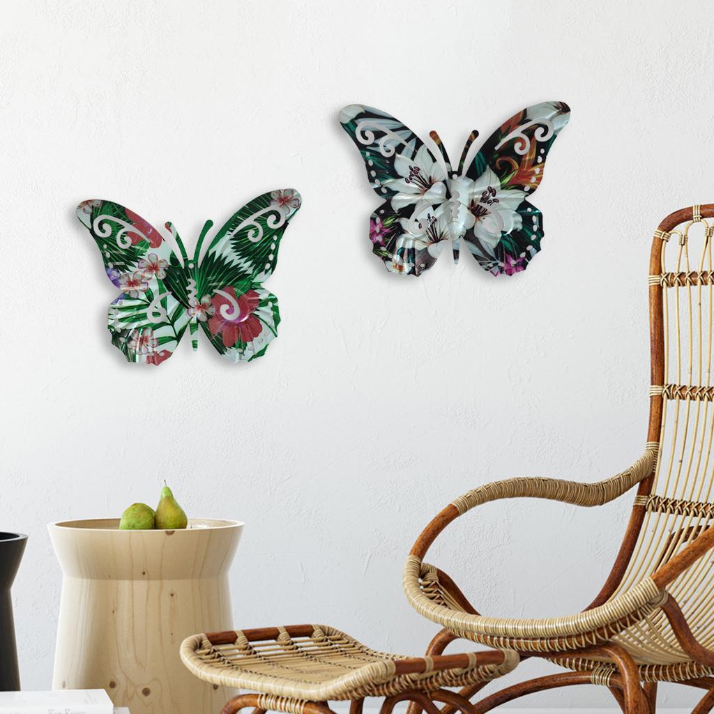 2pcs Iron Art Butterflies Wall Decor Hang for Home Bedroom Garden Patio