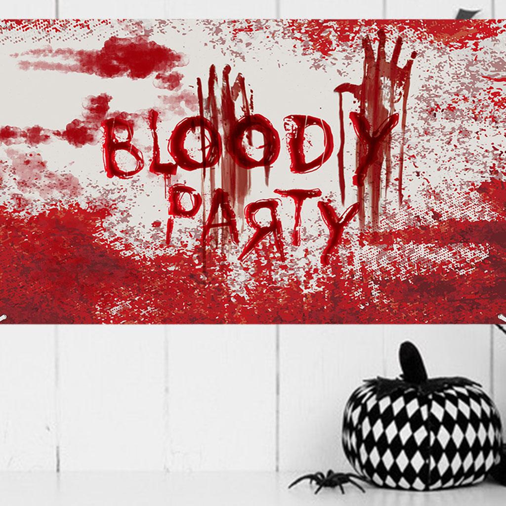 Red Blood Handprint Banner Wall Hang Halloween Party Decor Photo Background Blood handprint