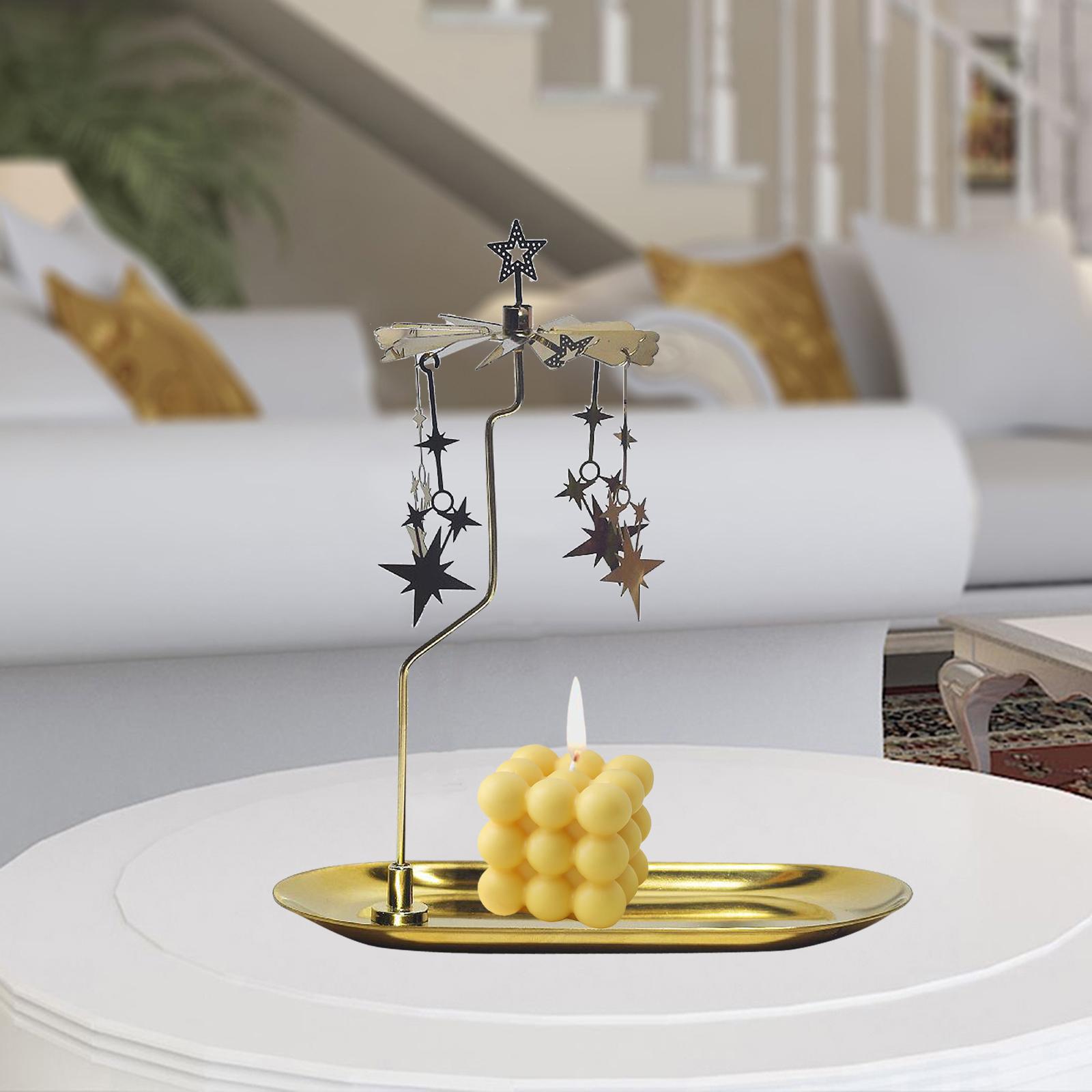 Rotary Rotating Spinning Tea Light Candle Holder Living Room Stars