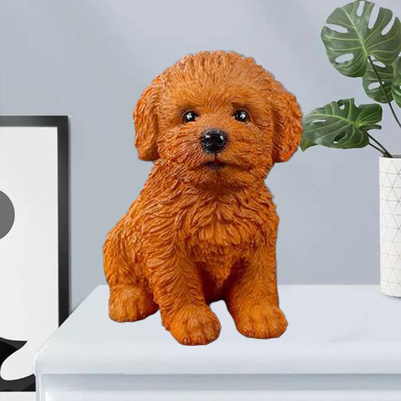 Creative Dog Figurine Statue Collection for Desktop Office Living Room Brown