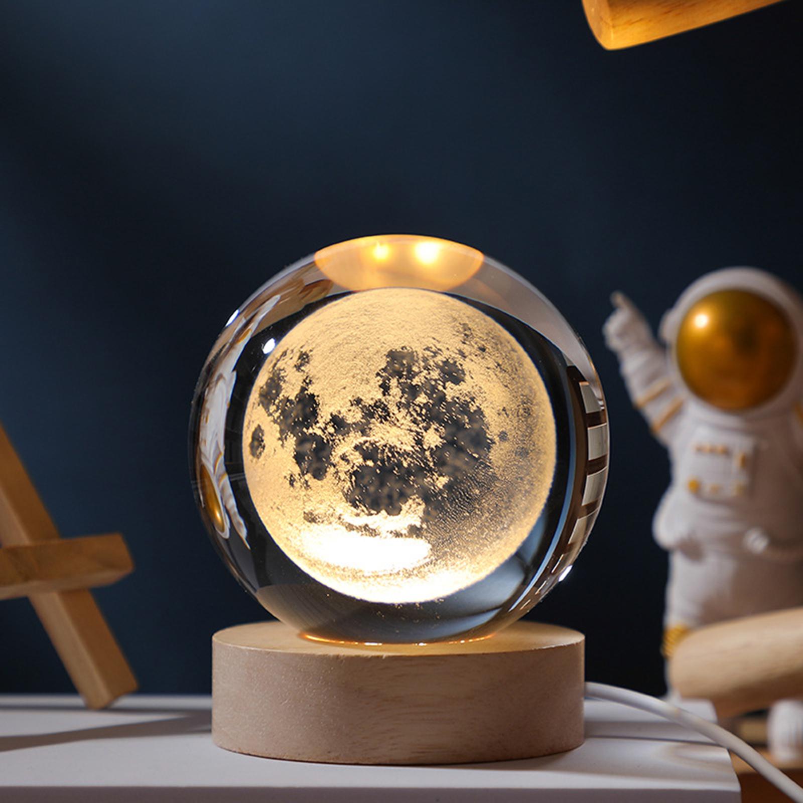 3D Crystal Ball Night Lights LED Educational Light Desk Decor Moon