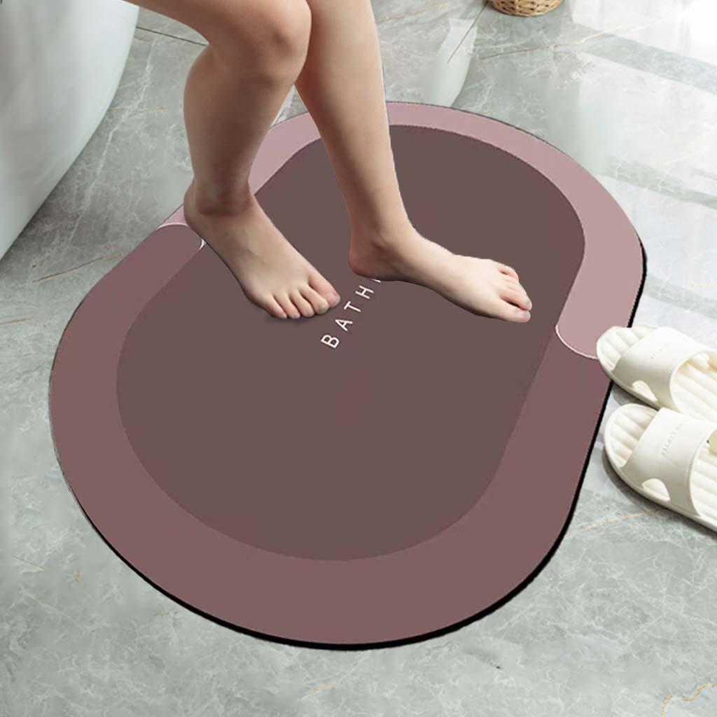 Bathroom Mat Absorbent Balcony Carpet Floor Shower Rugs Oval Red S