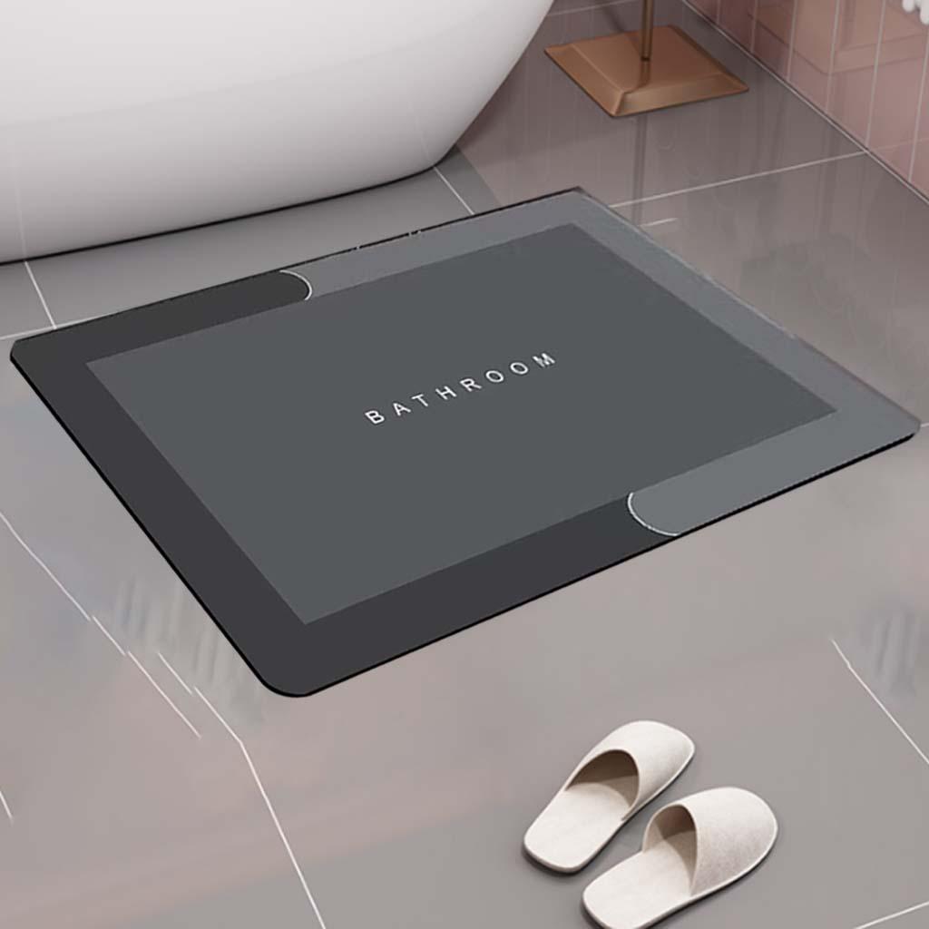 Bathroom Mat Absorbent Balcony Carpet Floor Shower Rugs Rectangle Black S