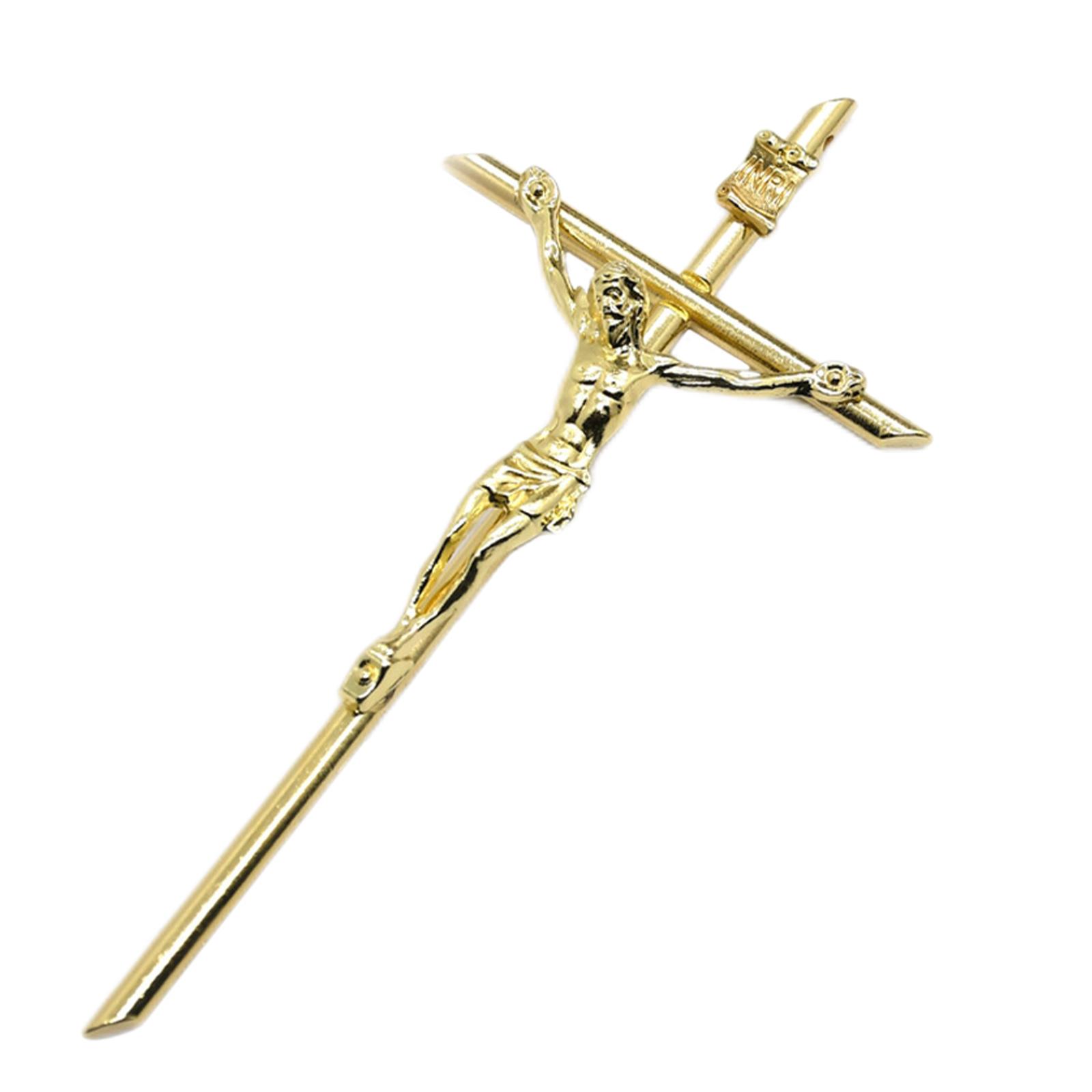Fashion Crucifix Cross Pendant Gold Plated Alloy Catholic Christian Jewelry 5.8x12cm