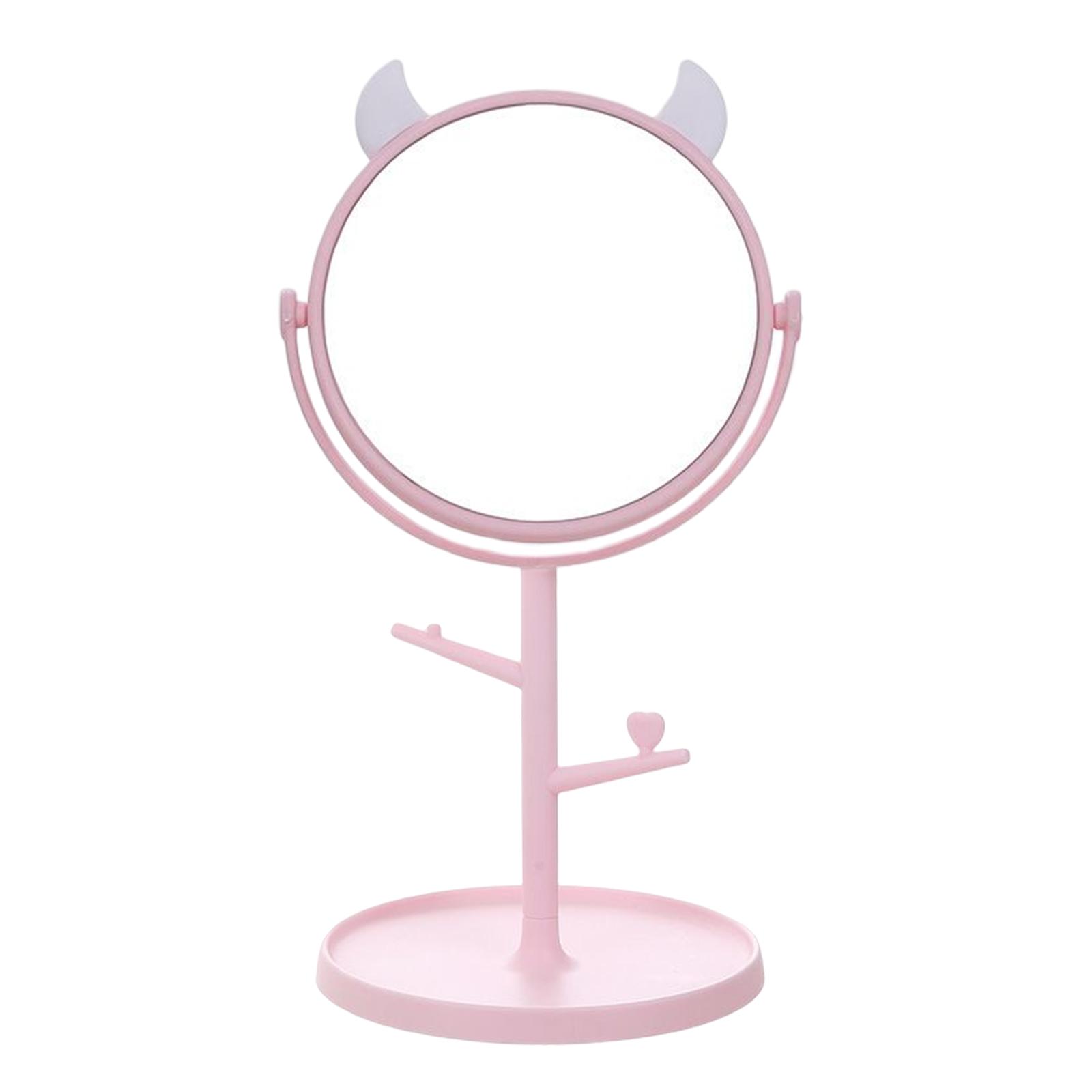 Makeup Mirror Rotatable Detachable Decorative for Bedroom Bathroom Dresser Monster Pink