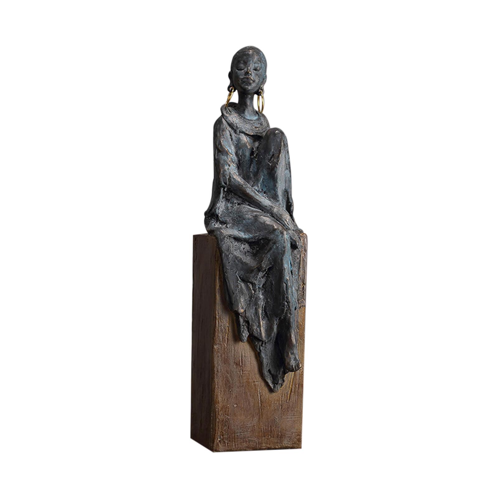 African Statues Figurine Women Figure for Living Room Decor 16.5cmx14cmx42cm