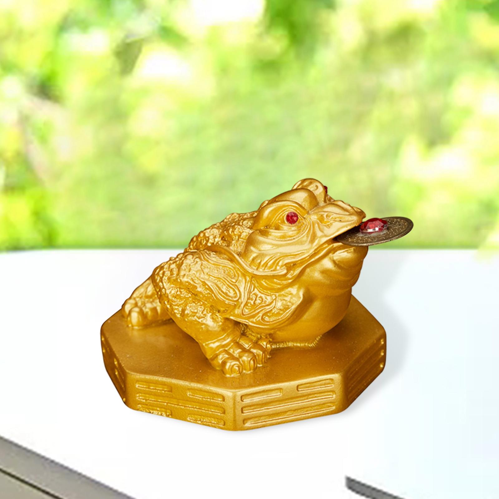Wealth Frog Statue Fortune Ancient Resin for Desktop Living Room Decoration gold