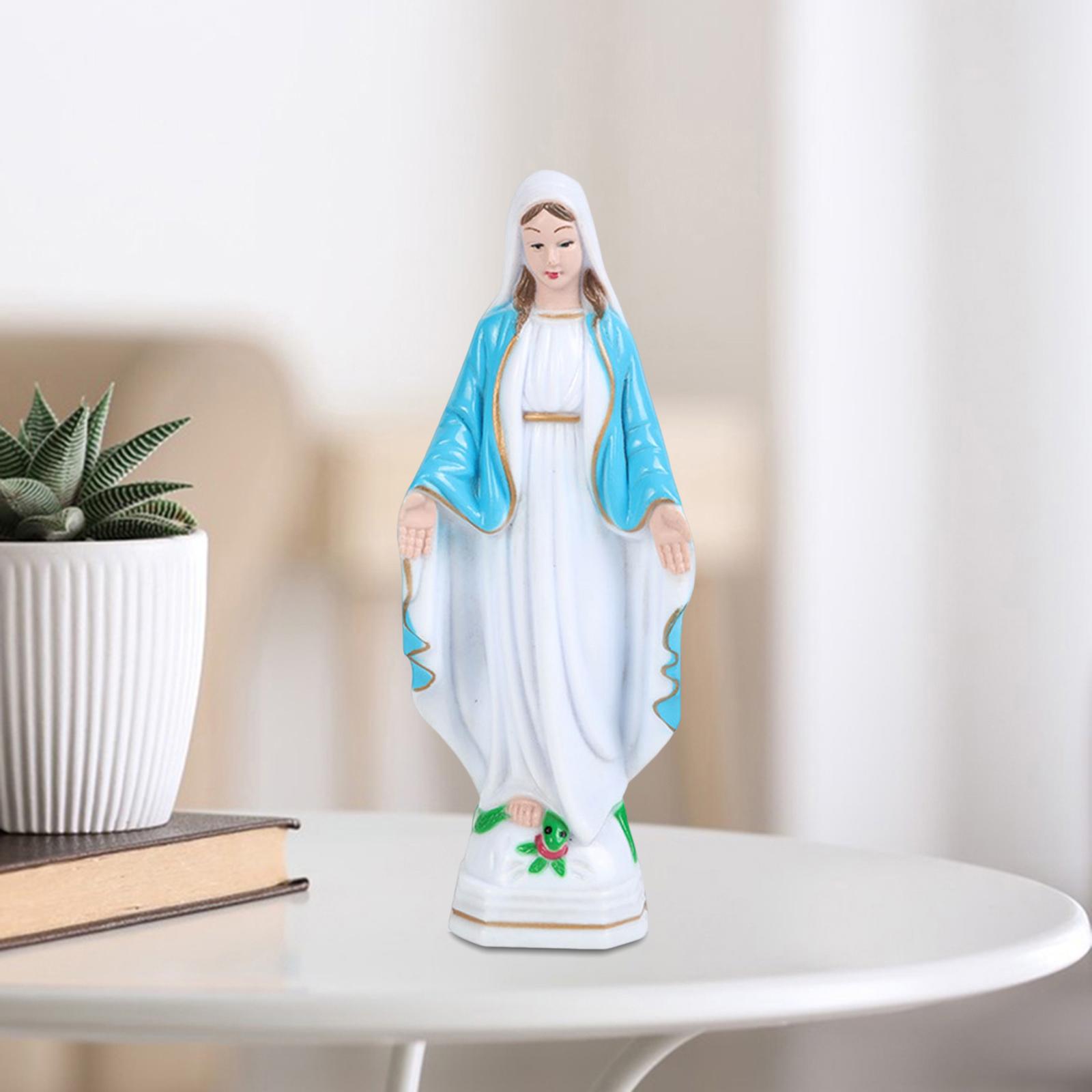 Blessed Virgin Mary Figurine Character Sculpture Statue Decoration 15cm Blue Coat