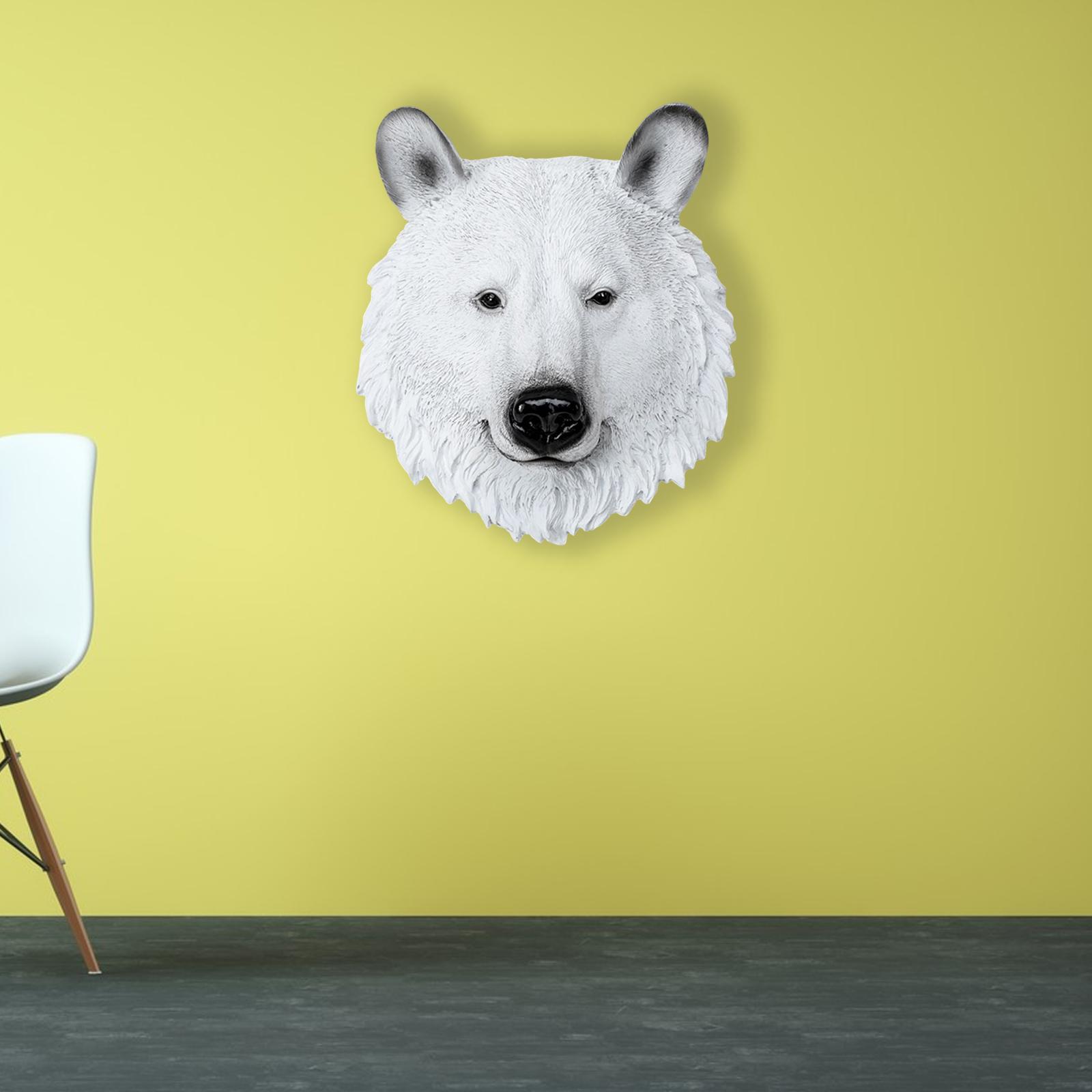 Simulation Polar Bear Wall Hanging Animal Wall Decor Figurines Ornament Room