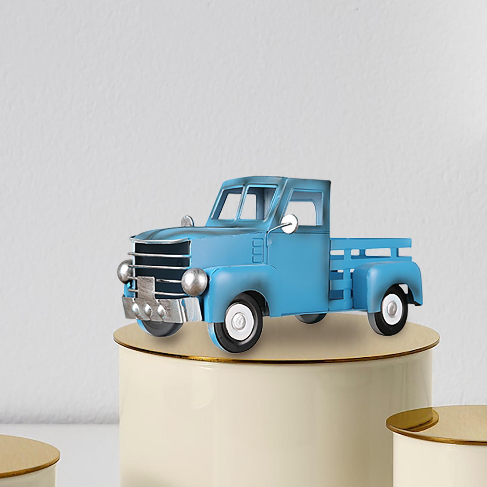 Retro Style Pickup Truck Car Model for Bookshelf Desk Cabinet Children blue