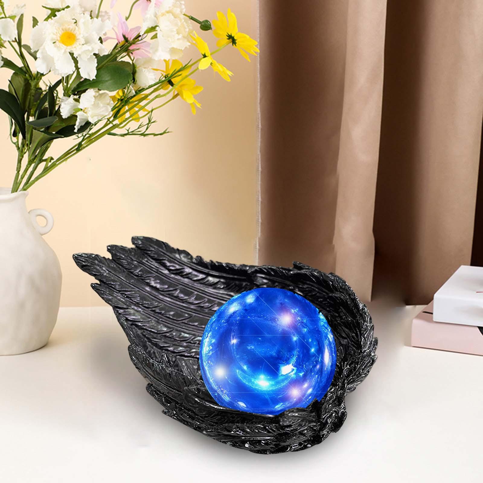 Angel Wing Figurine Glass Balls Holder Tabletop Stand Table Centerpiece Black