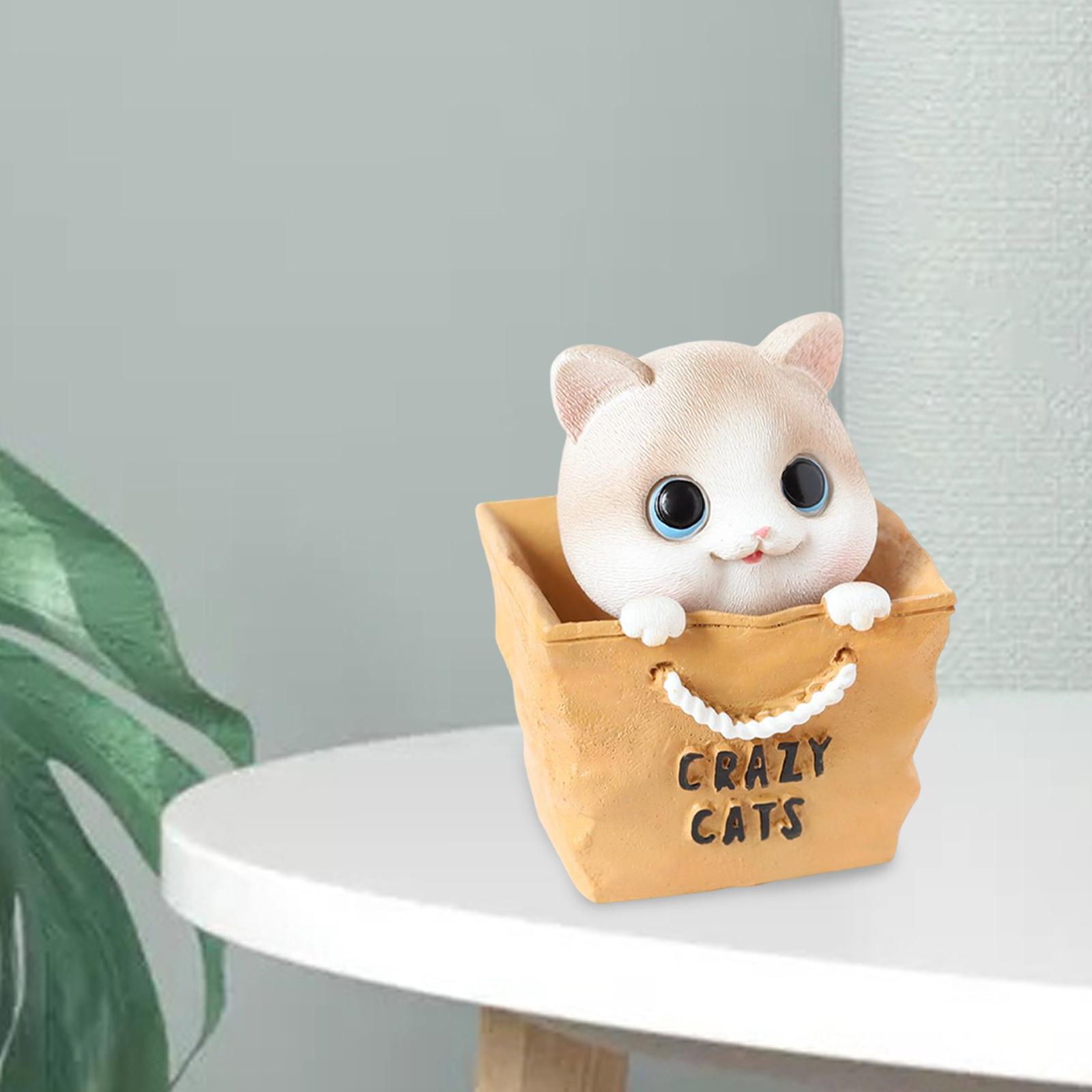 Cat Figurine Shaking Head Cat Car Dashboard Decoration for Cafe Decor Style D