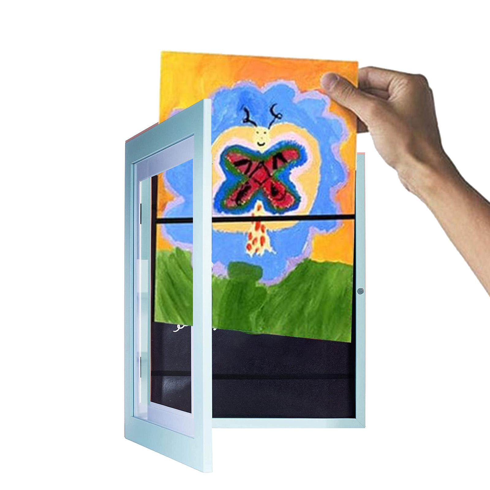 Kids Artwork Frame Kids Artwork Display for Wall Front Opening with Glass Blue