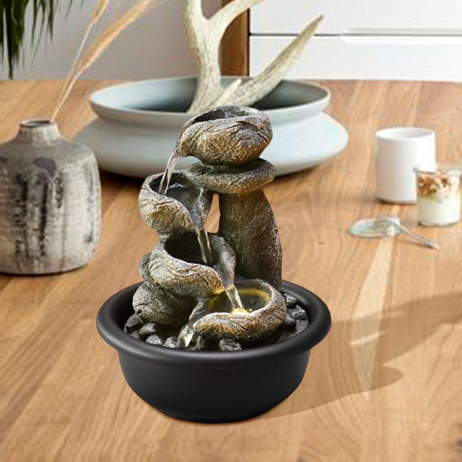 Indoor Waterfall Fountains Mini Waterfall Flowing Water Ornament Waterscape Style A