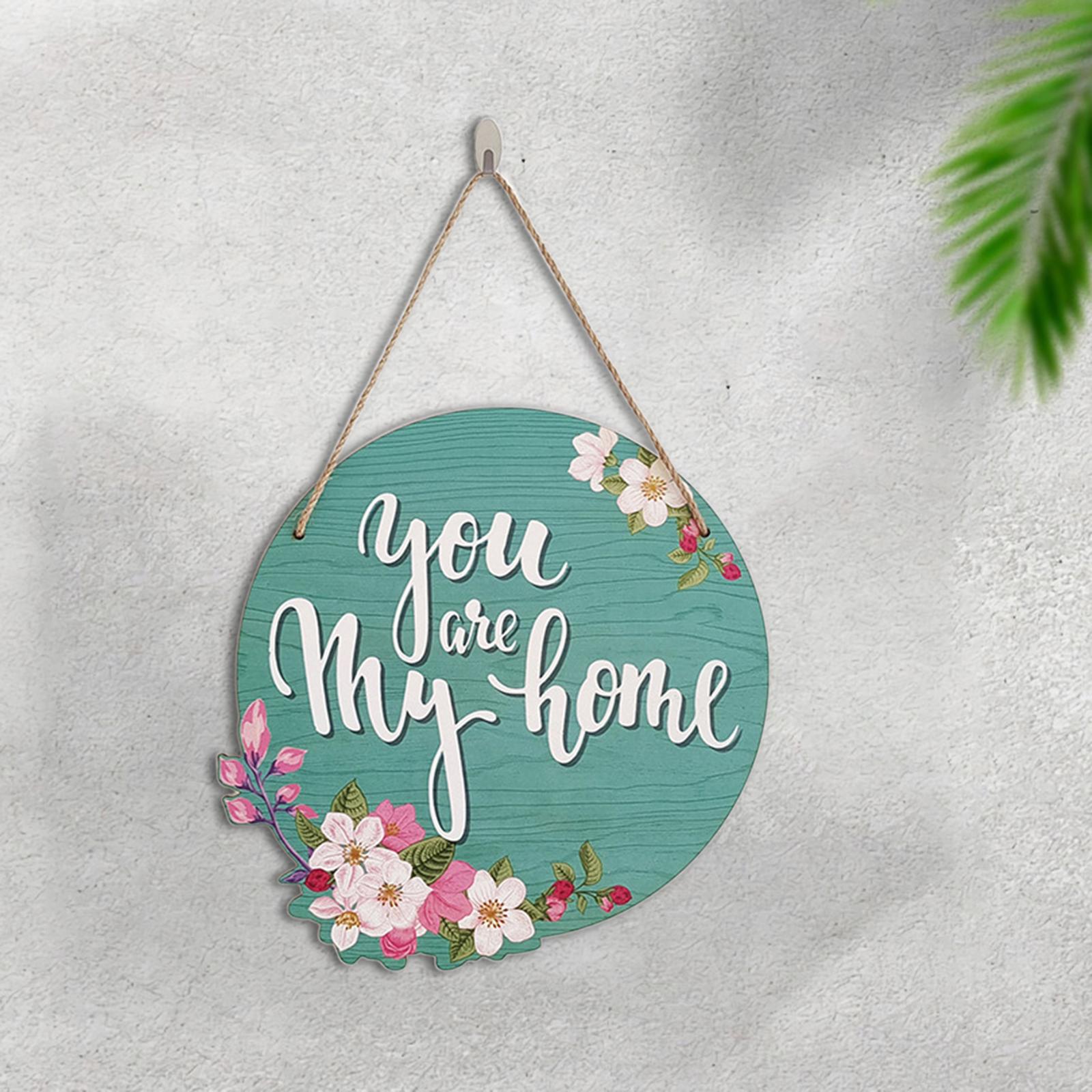 Welcome Wreath Sign for Front Door Round Rustic Hanging Sign Decoration You are My Home