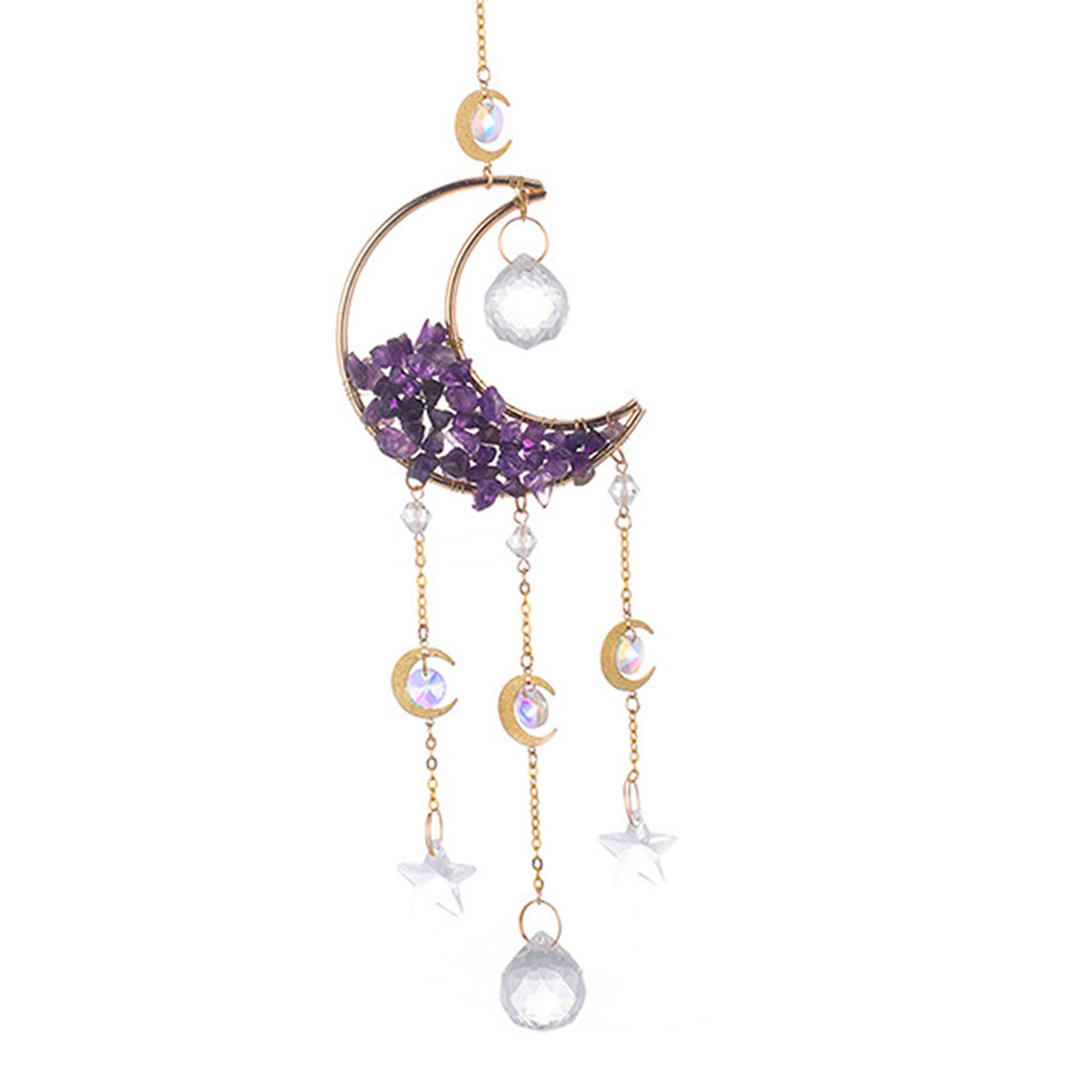 Moon Pendant Wind Chime Rainbow Maker Wall Hanging Aesthetic Suncatcher Moon Violet