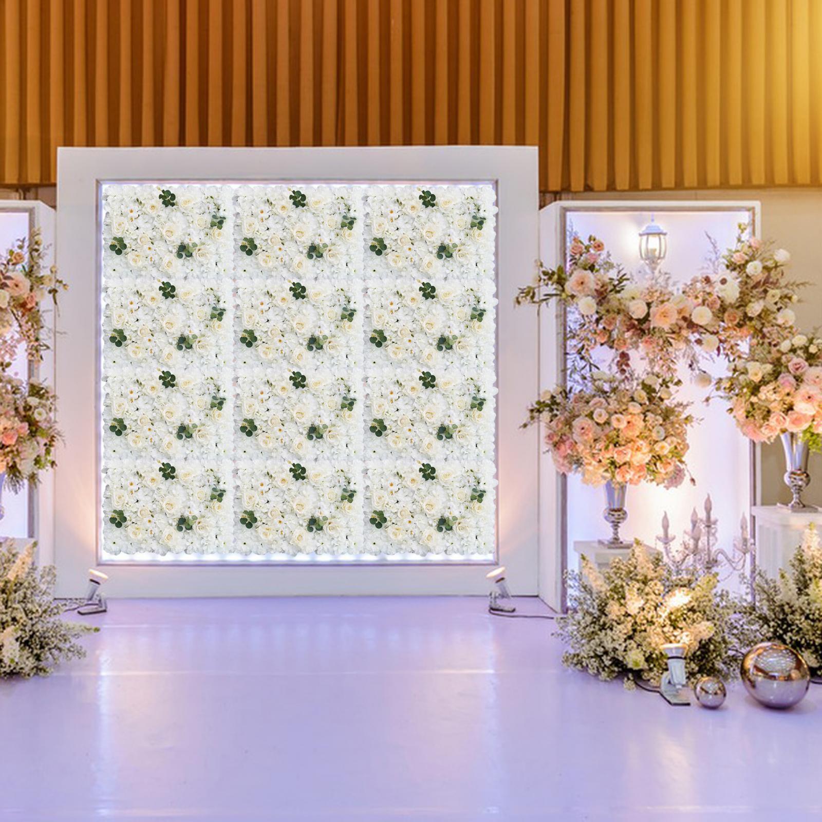 Artificial Flower Wall Panel Floral Panel Background for Wedding Stage Decor White