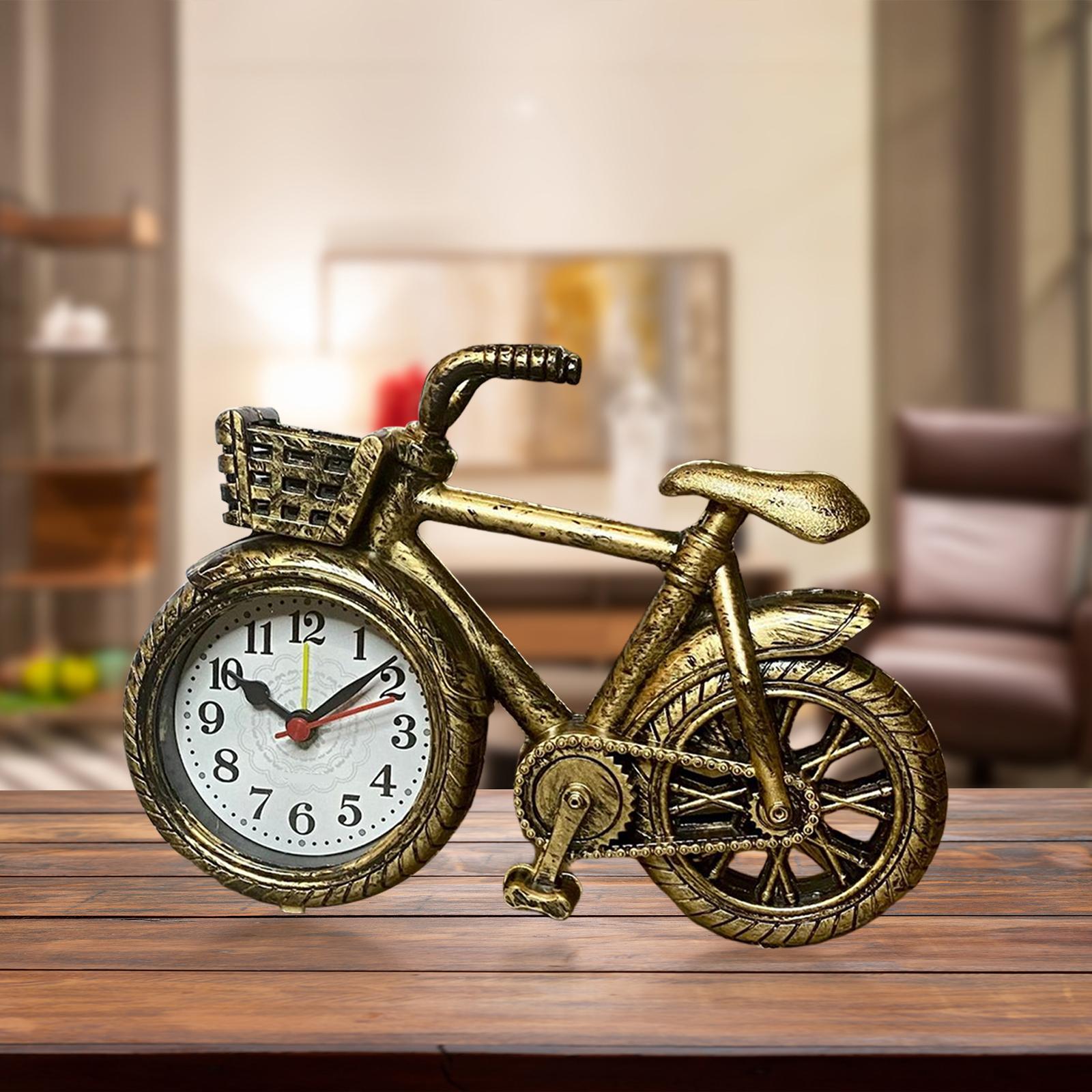 Bicycle Clock Retro Style Classic Small Decoration Bicycle Shape Alarm Clock Bronze