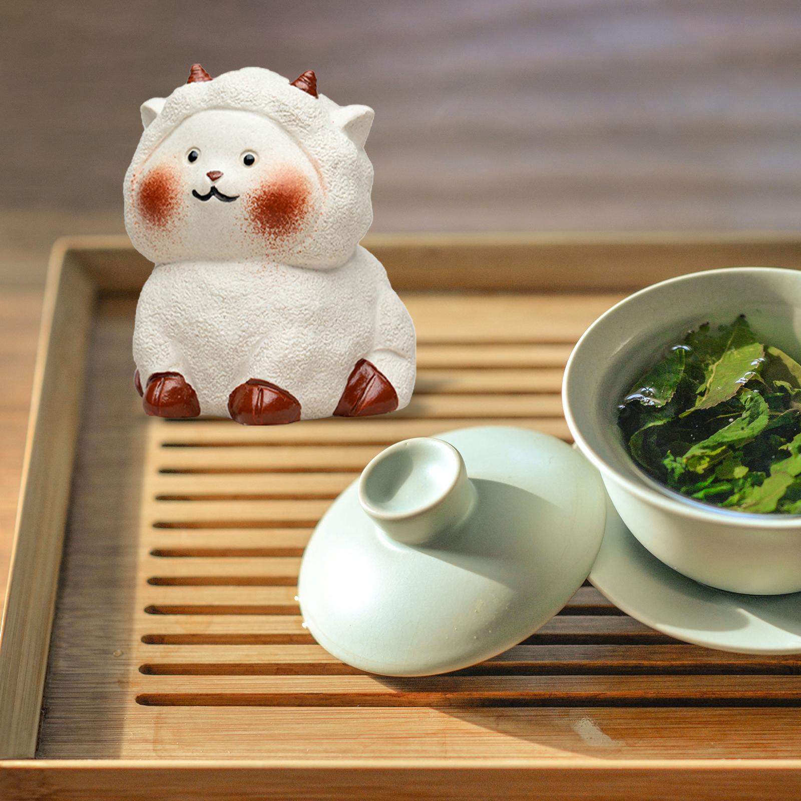 Tea Pet Ornament Art Sheep Statue for Tea Decoration Tea Accessories Bedroom Style A