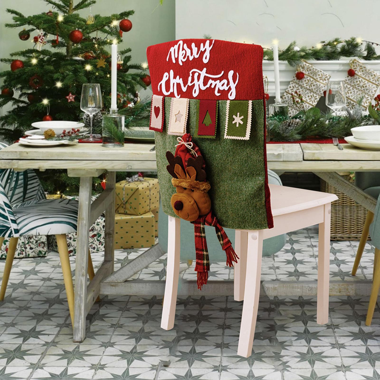 Christmas Chair Cover Decor Christmas Seat Covers for Kitchen Festival Hotel Elk