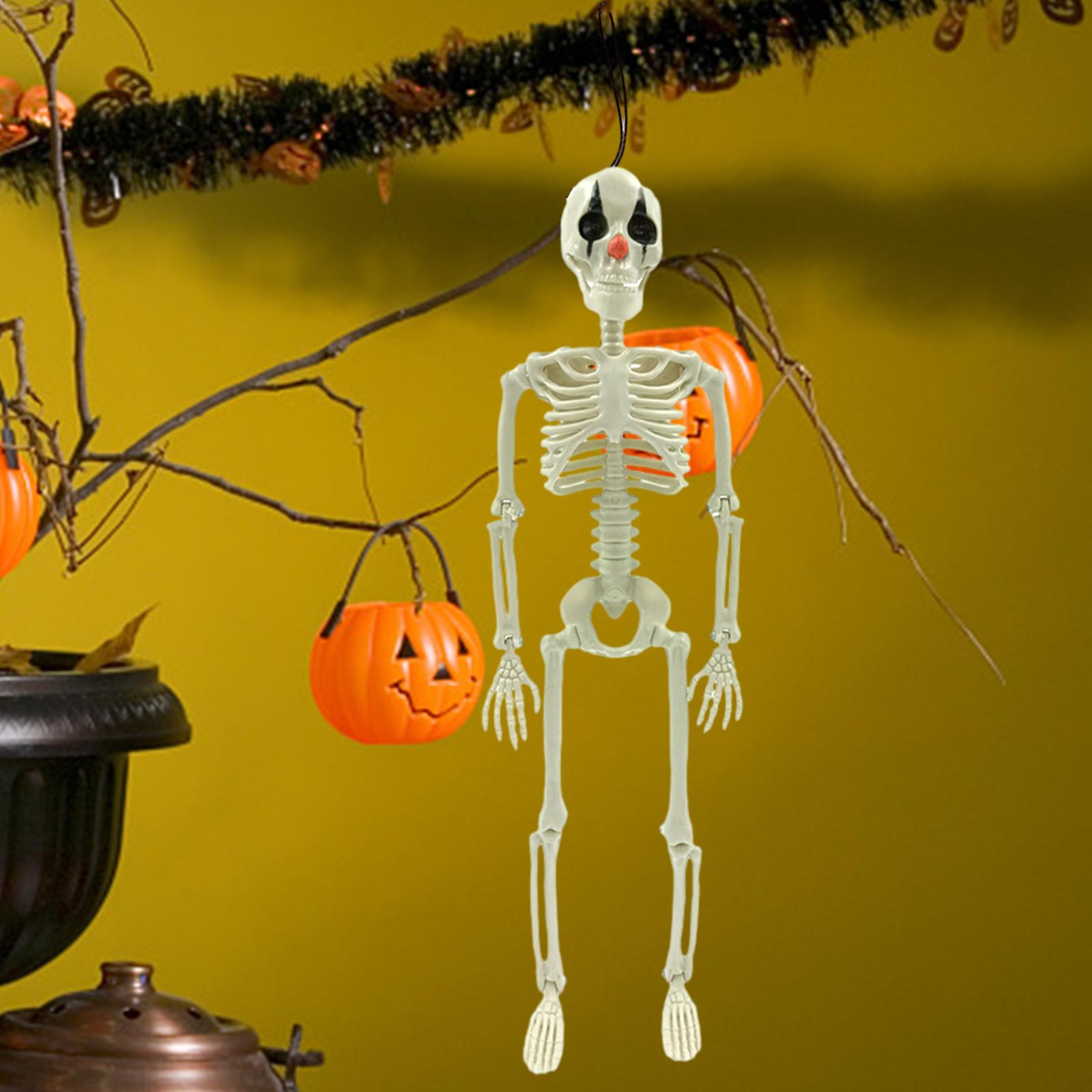 Posable Joints Skeleton Decor Hanging Skeleton for Haunted House Yard Garden Black Nose