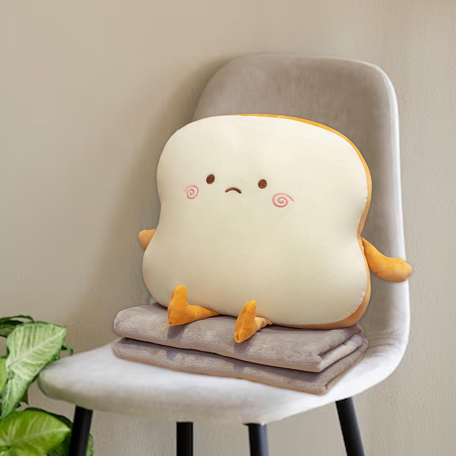 Bread Plush Pillow with Blanket Adorable Sofa Pillow for Bedroom Office Car Style C