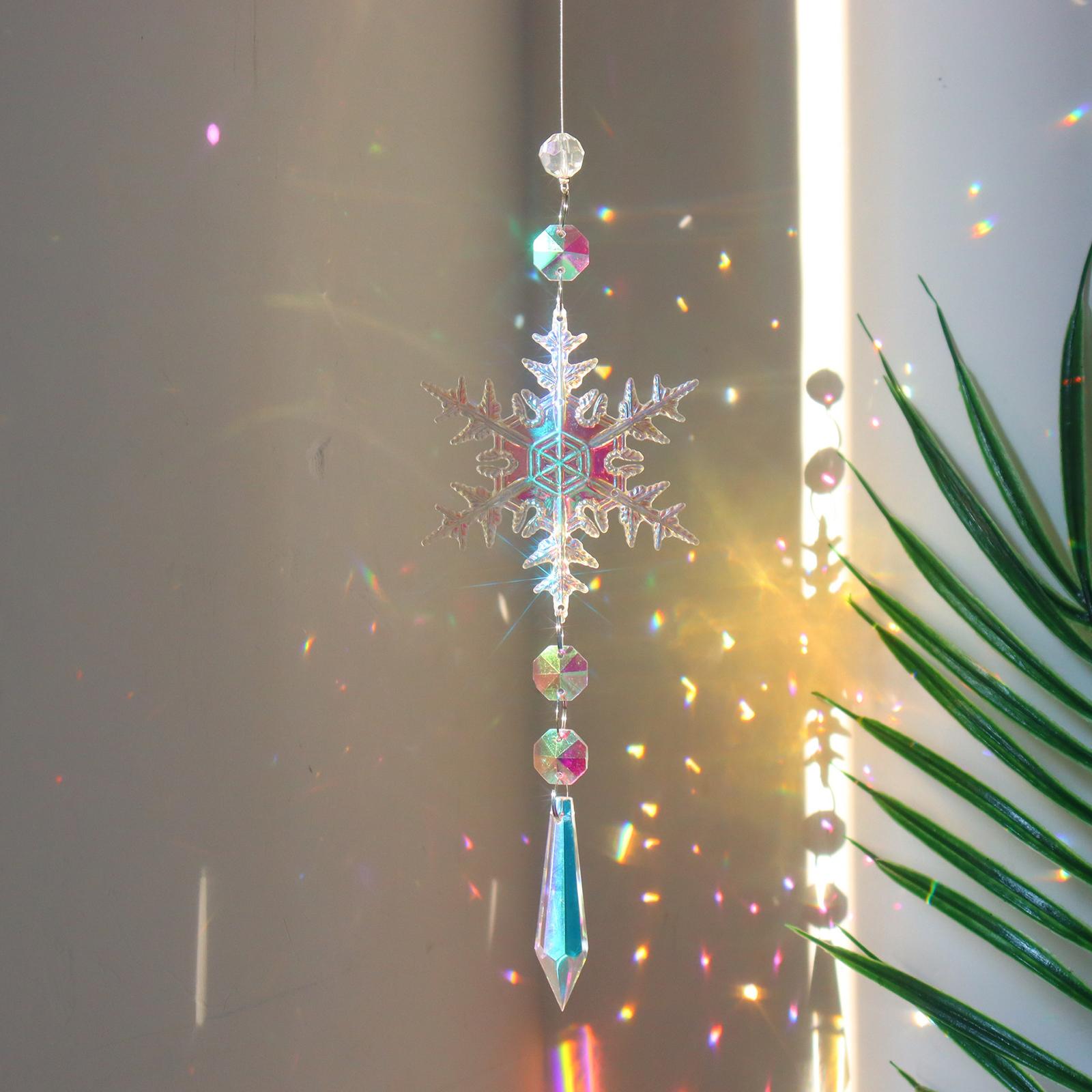 Christmas Snowflake Artificial Crystal Window Wind Chimes for Bedroom Style C